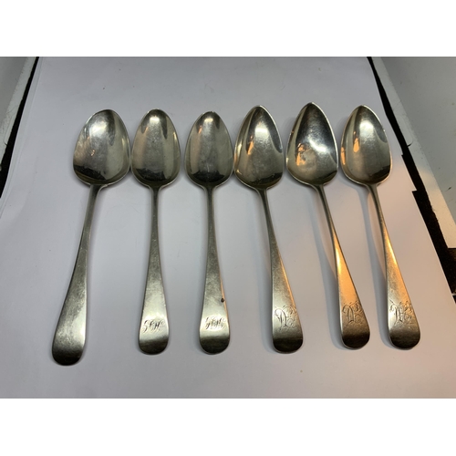 14 - SIX HALLMARKED GEORGIAN TEASPOONS FIVE BELIEVED 1803 AND ONE 1828 GROSS WEIGHT 76.3 GRAMS