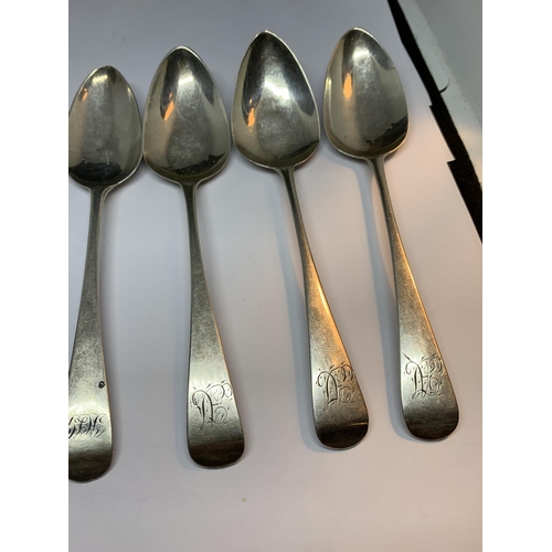 14 - SIX HALLMARKED GEORGIAN TEASPOONS FIVE BELIEVED 1803 AND ONE 1828 GROSS WEIGHT 76.3 GRAMS