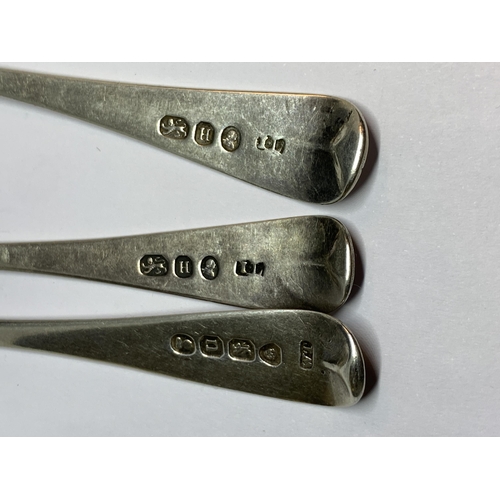 14 - SIX HALLMARKED GEORGIAN TEASPOONS FIVE BELIEVED 1803 AND ONE 1828 GROSS WEIGHT 76.3 GRAMS