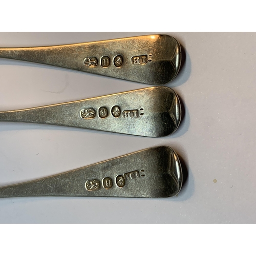 14 - SIX HALLMARKED GEORGIAN TEASPOONS FIVE BELIEVED 1803 AND ONE 1828 GROSS WEIGHT 76.3 GRAMS