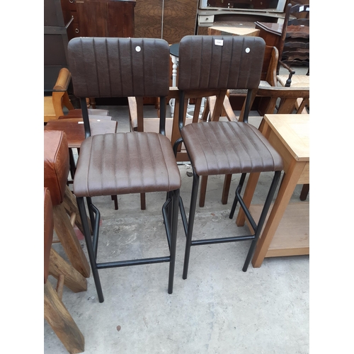 2543 - A PAIR OF HIGH BACK STOOLS ON TUBULAR FRAMES