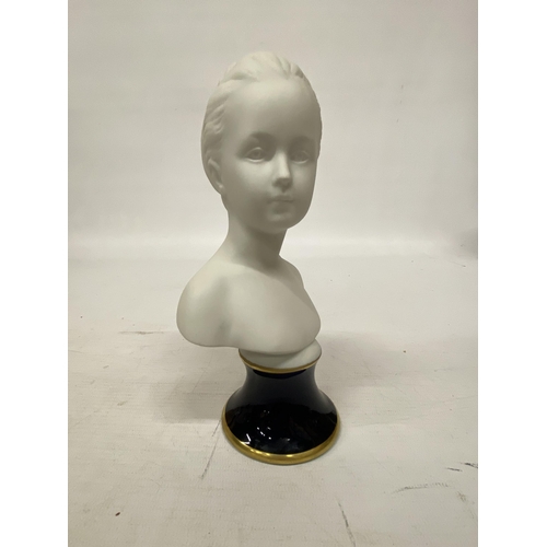 105 - A PORCELAIN BUST BY LIMOGES FEATURING LOUISE BRONGNIART, HEIGHT 18CM