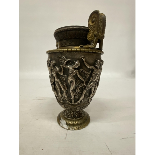 106 - A NEOCLASSICAL STYLE AMPHORA BRASS AND WHITE METAL URN AFTER THE TOWNLEY VASE