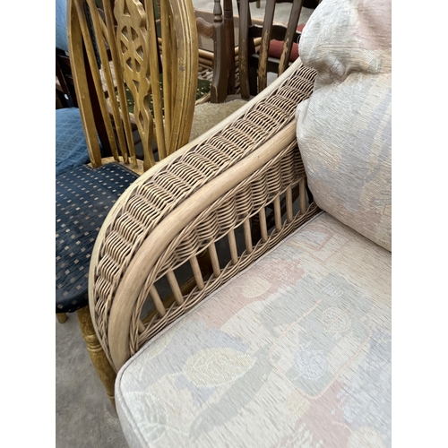 2973 - A WICKER AND BAMBOO CONSERVATORY CHAIR