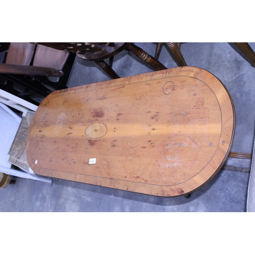 2975 - A TWIN PEDESTAL YEW WOOD COFFEE TABLE