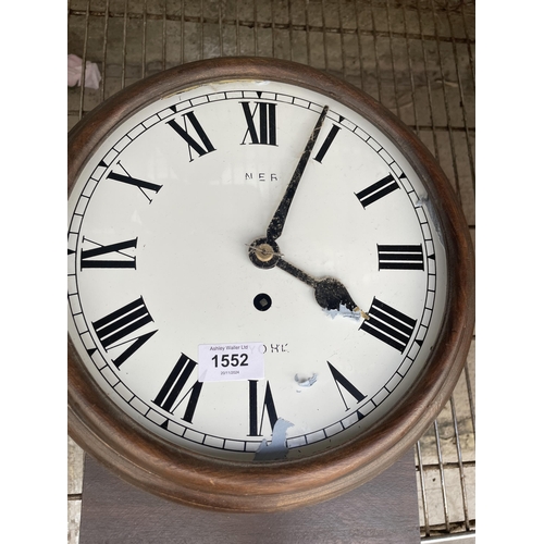 1552 - S VINTAGE MAHOGANY CASED WALL CLOCK