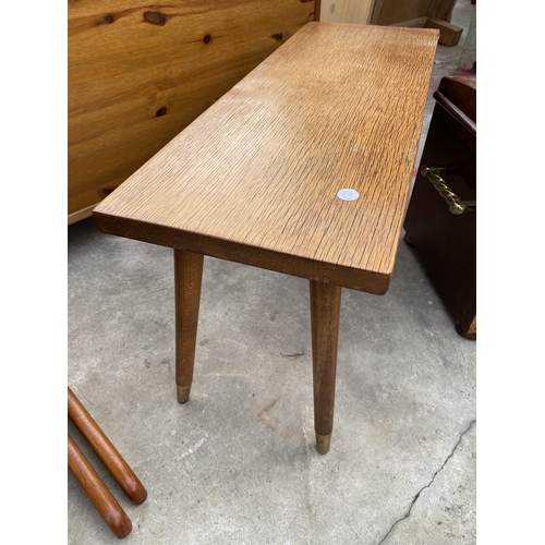 2750 - A SMALL OAK COFFEE TABLE AND SMALL COPPER BOUND DOMED TOP CHEST