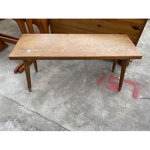 2750 - A SMALL OAK COFFEE TABLE AND SMALL COPPER BOUND DOMED TOP CHEST