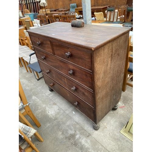 2753 - A 19TH CENTURY MAHOGANY CHEST OF TWO SHORT AND THREE LONG GRADUATED DRAWERS 50