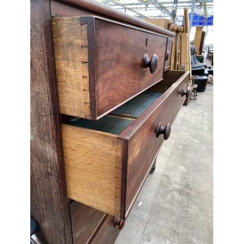 2753 - A 19TH CENTURY MAHOGANY CHEST OF TWO SHORT AND THREE LONG GRADUATED DRAWERS 50