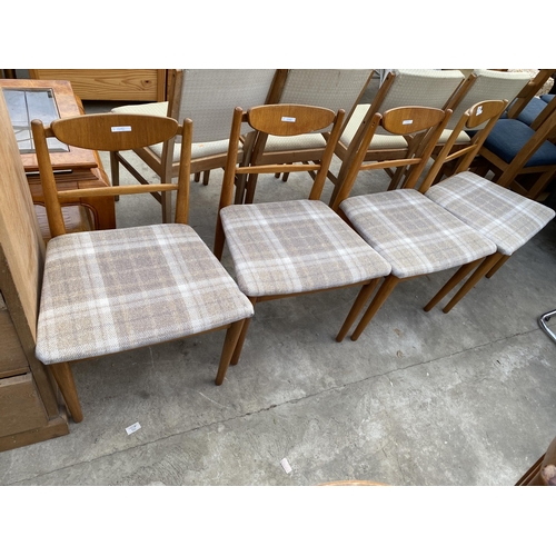 2755 - A SET OF FOUR RETRO TEAK DINING CHAIRS WITH OVAL BENTWOOD BACK REST