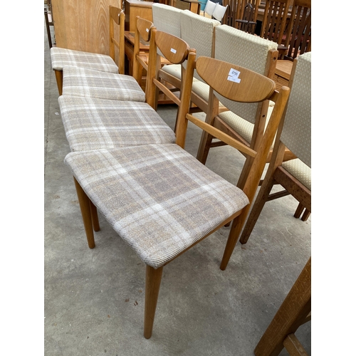 2755 - A SET OF FOUR RETRO TEAK DINING CHAIRS WITH OVAL BENTWOOD BACK REST