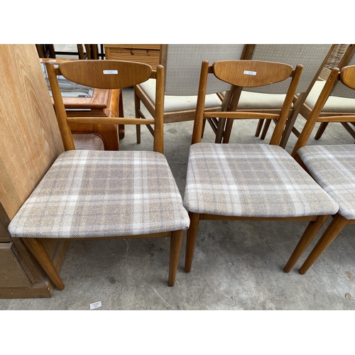 2755 - A SET OF FOUR RETRO TEAK DINING CHAIRS WITH OVAL BENTWOOD BACK REST