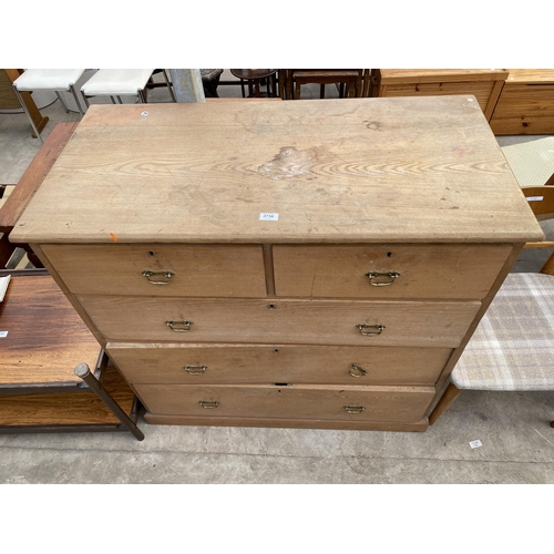 2756 - A VICTORIAN ASH CHEST OF TWO SHORT AND THREE LONG GRADUATED DRAWERS, STAMPED E.GOODALL & CO, MANCHES... 