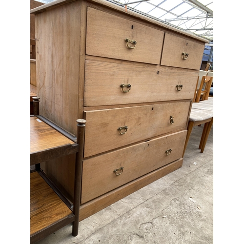 2756 - A VICTORIAN ASH CHEST OF TWO SHORT AND THREE LONG GRADUATED DRAWERS, STAMPED E.GOODALL & CO, MANCHES... 