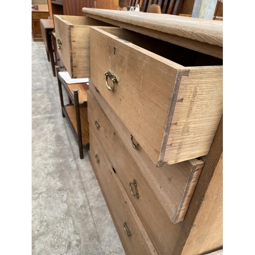 2756 - A VICTORIAN ASH CHEST OF TWO SHORT AND THREE LONG GRADUATED DRAWERS, STAMPED E.GOODALL & CO, MANCHES... 