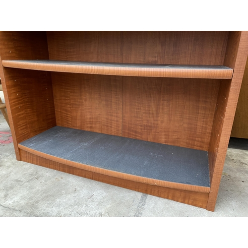 2760 - A SLIGHTLY BOW FRONTED OPEN FIVE TIER DISPLAY SHELF UNIT, 38