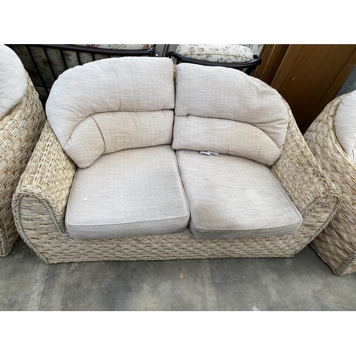 2763 - A WICKER AND RATTAN THREE PIECE SUITE