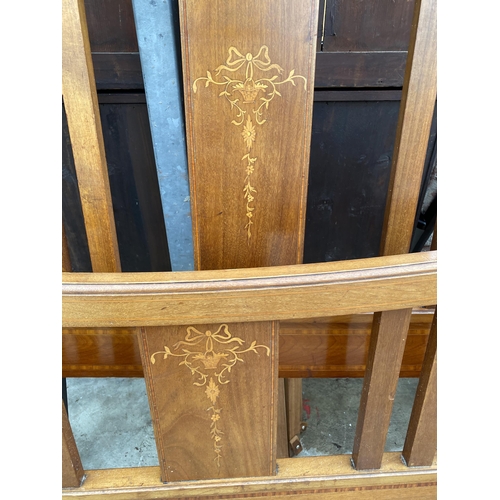 2764 - AN EDWARDIAN MAHOGANY AND INLAID 4'6