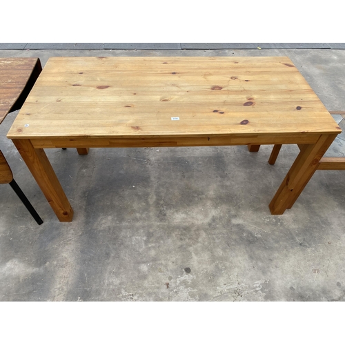 2778 - A PINE KITCHEN TABLE ON SQUARE LEGS, 59