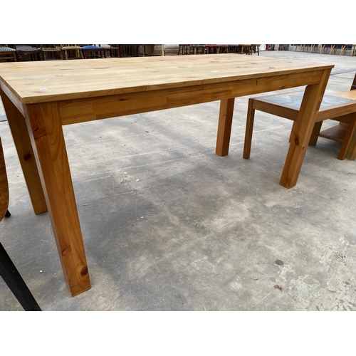 2778 - A PINE KITCHEN TABLE ON SQUARE LEGS, 59