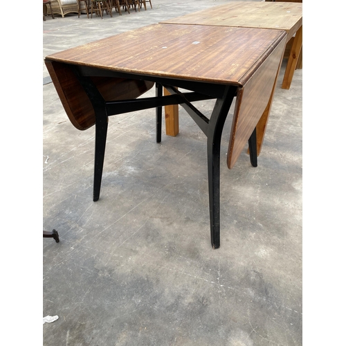 2779 - A G PLAN E GOMME RETRO DROP LEAF DINING TABLE ON BLACK BASE, 54