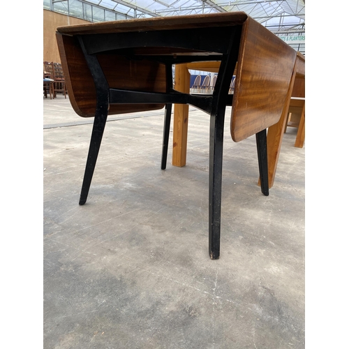 2779 - A G PLAN E GOMME RETRO DROP LEAF DINING TABLE ON BLACK BASE, 54