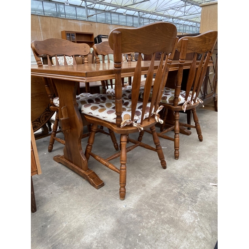 2794 - A HARDWOOD DINING TABLE, 55