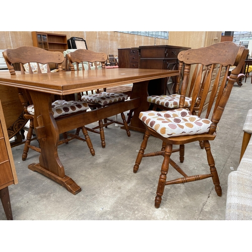 2794 - A HARDWOOD DINING TABLE, 55