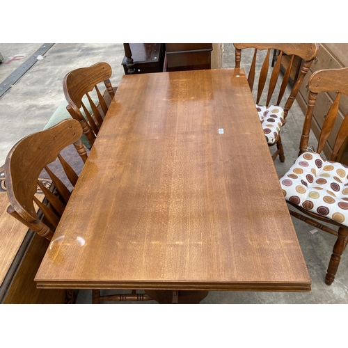 2794 - A HARDWOOD DINING TABLE, 55