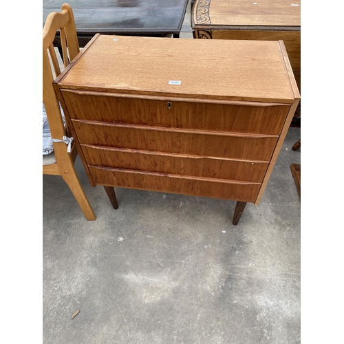 2795 - A RETRO TEAK CHEST OF FOUR DRAWERS, 30