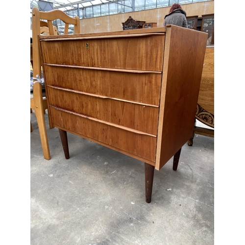 2795 - A RETRO TEAK CHEST OF FOUR DRAWERS, 30