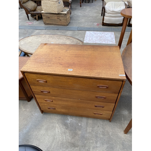 2800 - A RETRO TEAK CHEST OF FOUR DRAWERS, 36