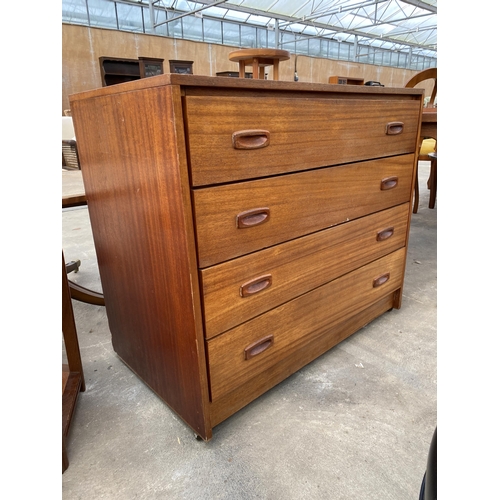 2800 - A RETRO TEAK CHEST OF FOUR DRAWERS, 36