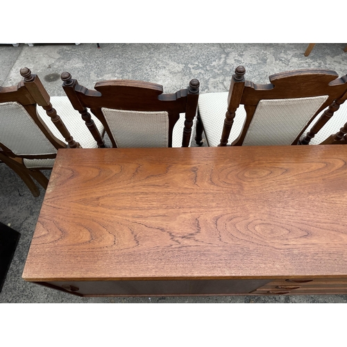 2806 - A RETRO TEAK CLAUSEN & SON (SILKBORG) SIDEBOARD WITH TWO SLIDING DOORS AND FOUR DRAWERS, 82