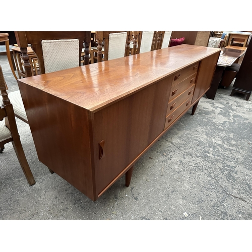 2806 - A RETRO TEAK CLAUSEN & SON (SILKBORG) SIDEBOARD WITH TWO SLIDING DOORS AND FOUR DRAWERS, 82