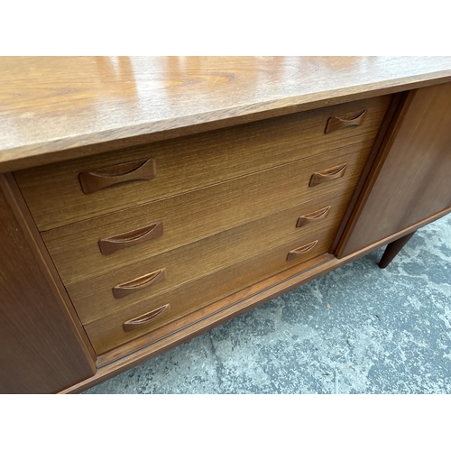 2806 - A RETRO TEAK CLAUSEN & SON (SILKBORG) SIDEBOARD WITH TWO SLIDING DOORS AND FOUR DRAWERS, 82