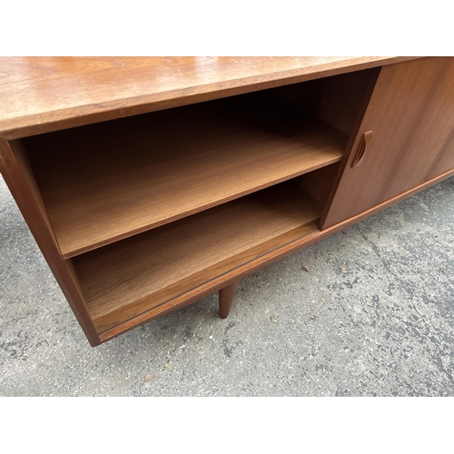 2806 - A RETRO TEAK CLAUSEN & SON (SILKBORG) SIDEBOARD WITH TWO SLIDING DOORS AND FOUR DRAWERS, 82