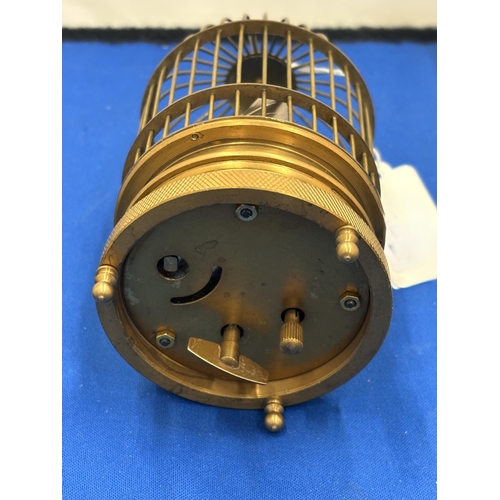 12 - A MECHANICAL BRASS BIRD CAGE CLOCK SEEN WORKING BUT NO WARRANTY