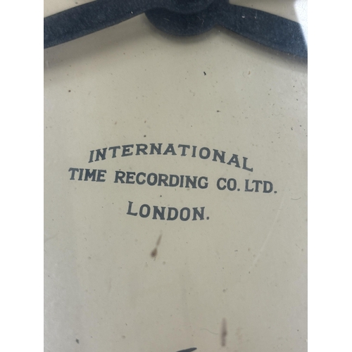 23 - A 1940'S BAKELITE INTERNATIONAL TIME RECORDING COMPANY LONDON FACTORY WALL CLOCK