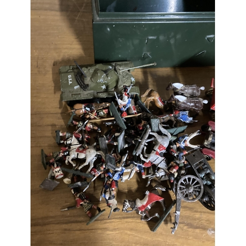 507 - SIX DIE-CAST VEHICLES TO INCLUDE THREE TANKS, ONE BEING A CORGI TOYS CHIEFTAN MEDIUM TANK, PLUS A TI... 