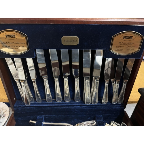 58 - A VINERS FIFTY EIGHT PIECE CANTEEN OF CUTLERY WITH EXTRA ITEMS