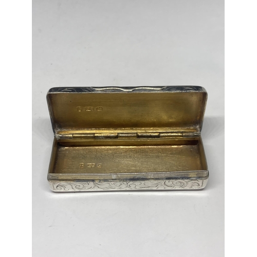 614 - A HALLMARKED BIRMINGHAM 1844 SILVER VICTORIAN RECTANGULAR PILL BOX MAKER ED SMITH