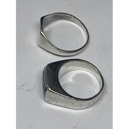 617 - TWO HEAVY SILVER SIGNET RINGS