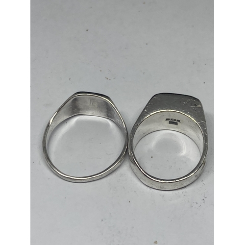 617 - TWO HEAVY SILVER SIGNET RINGS