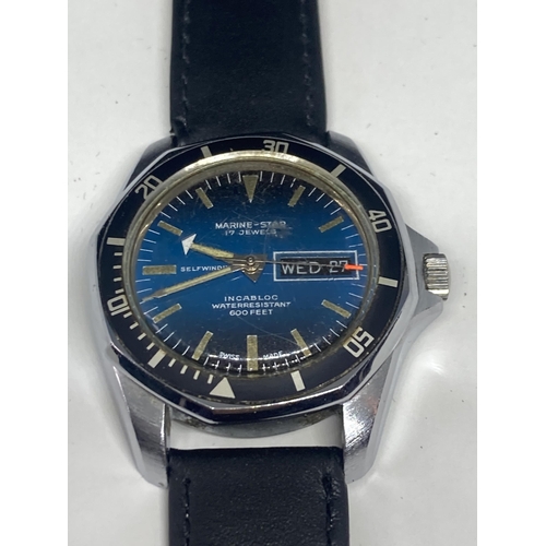 646 - A MARINE STAR AUTOMATIC WRIST WATCH 17 JEWEL INCABLOC WITH DATE SEEN WORKING BUT NO WARRANTY