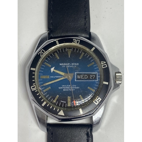 646 - A MARINE STAR AUTOMATIC WRIST WATCH 17 JEWEL INCABLOC WITH DATE SEEN WORKING BUT NO WARRANTY