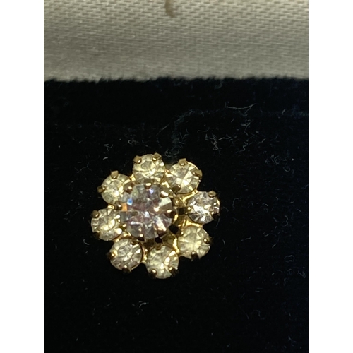 649 - A PAIR OF STUD EARRINGS THAT CONVERT TO A FLOWER DESIGN IN A PRESENTATION BOX