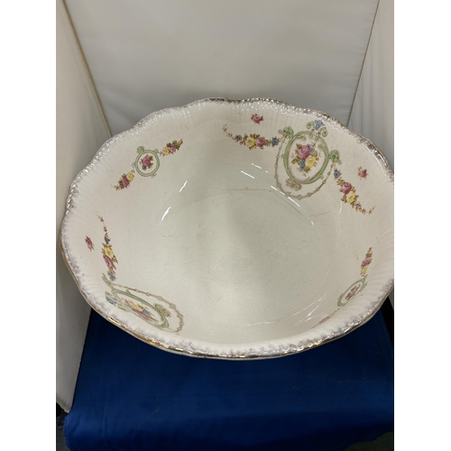 65 - A LARGE VICTORIAN CROWN DEVON WASH BOWL AND JUG