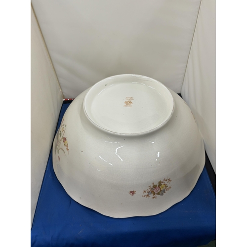 65 - A LARGE VICTORIAN CROWN DEVON WASH BOWL AND JUG